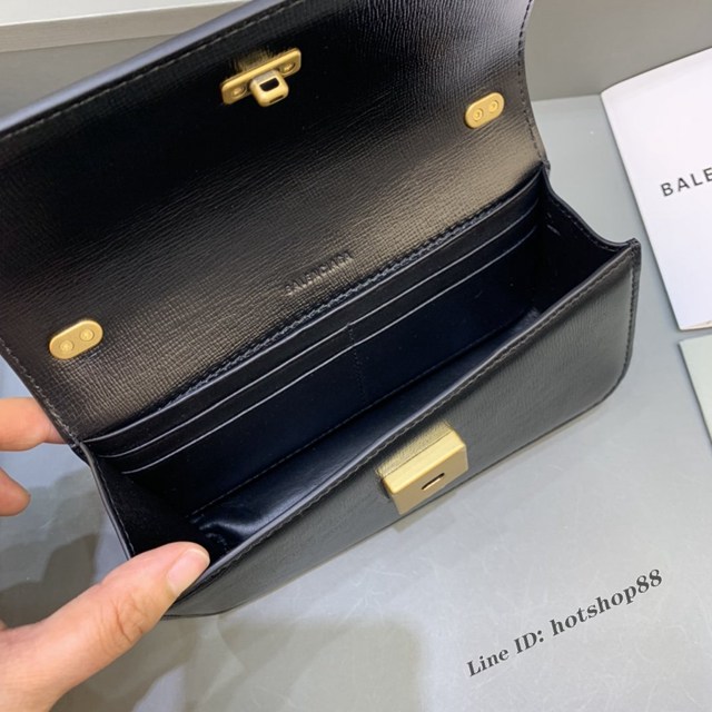 Balenciaga專櫃爆款小號牙籤紋黑肩背包 巴黎世家新款Gossip bag斜挎包 fyj1312